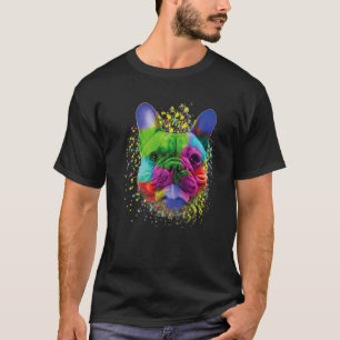 Cute Pug Dog Watercolor for Dog Colourful Pop Styl T-Shirt