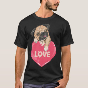 Cute Pug Dog with Love Hearts Classic T-Shirt 247