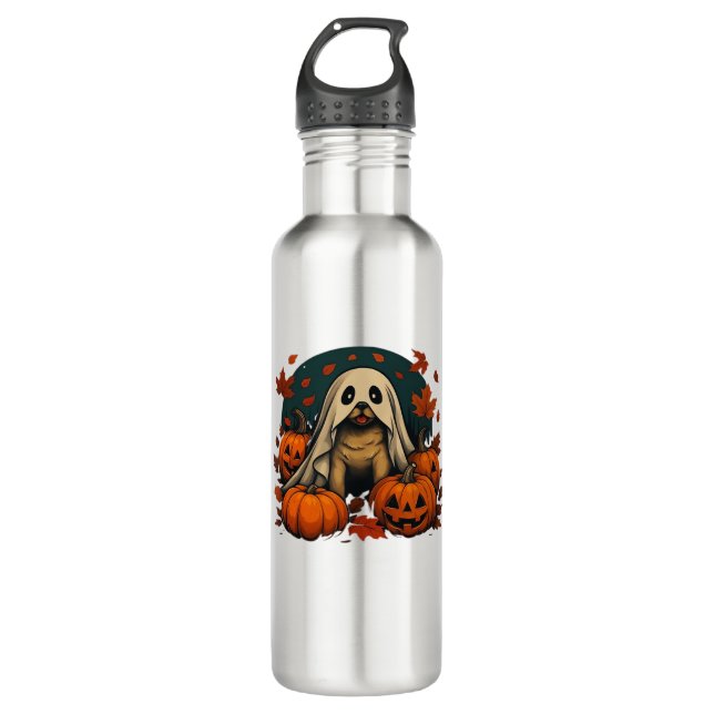 Cute Pug Dog With Pumpkins Fall Halloween Classic  710 Ml Water Bottle (Front)