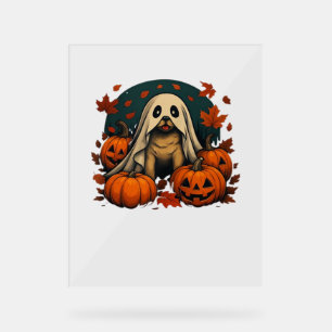 Cute Pug Dog With Pumpkins Fall Halloween Classic  Acrylic Sign