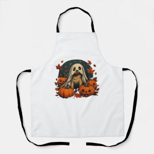 Cute Pug Dog With Pumpkins Fall Halloween Classic  Apron