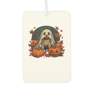 Cute Pug Dog With Pumpkins Fall Halloween Classic Car Air Freshener