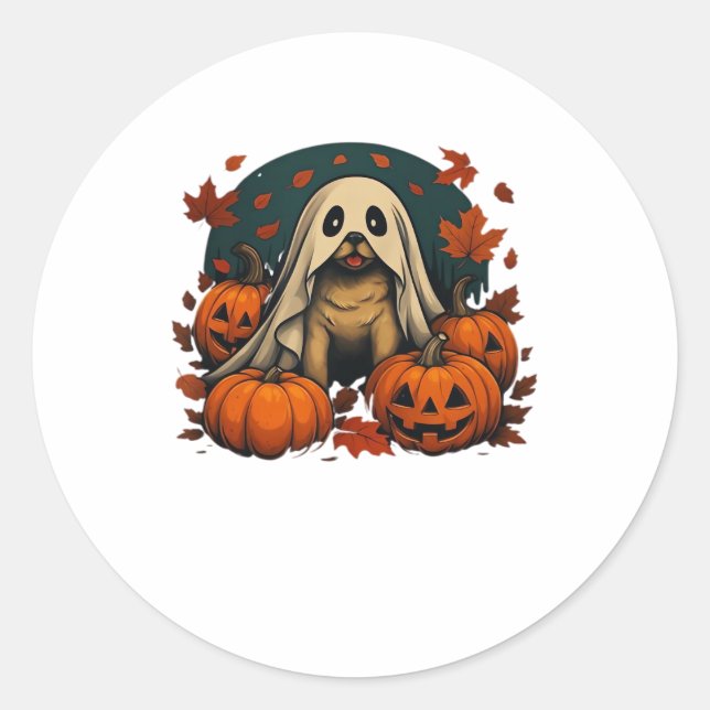 Cute Pug Dog With Pumpkins Fall Halloween Classic  Classic Round Sticker (Front)