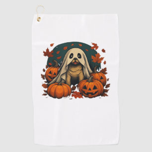 Cute Pug Dog With Pumpkins Fall Halloween Classic Golf Towel