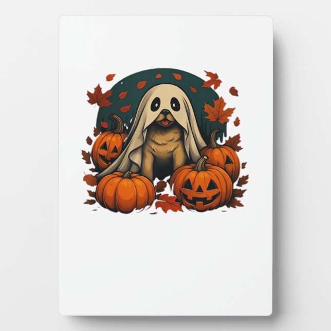 Cute Pug Dog With Pumpkins Fall Halloween Classic  Plaque (Front)