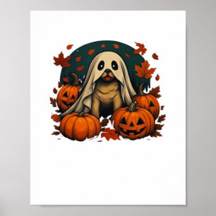 Cute Pug Dog With Pumpkins Fall Halloween Classic  Poster