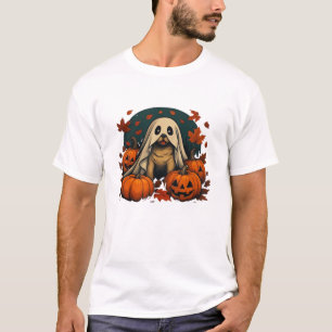 Cute Pug Dog With Pumpkins Fall Halloween Classic  T-Shirt