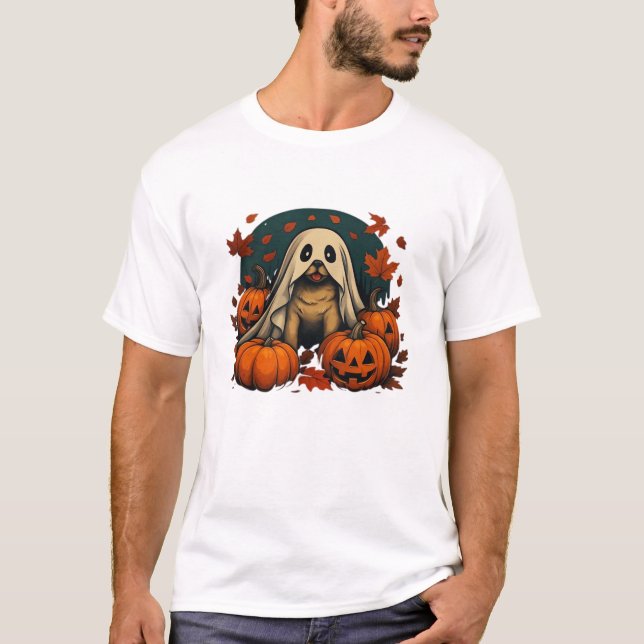 Cute Pug Dog With Pumpkins Fall Halloween Classic  T-Shirt (Front)