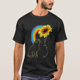 Cute Pug   Dogs Are My Sunshine Sunflower Rainbow T-Shirt
