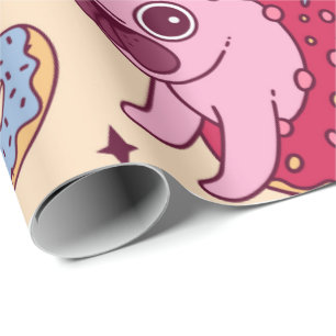 Cute Pug Doughnut Unicorn Wrapping Paper