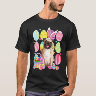 Cute Pug Easter Bunny Ear Colourful Easter Egg Bas T-Shirt