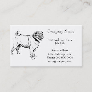 Cute Pug Elegant Dog Drawing Business Card