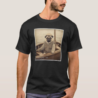 Cute Pug Fisherman on a Boat  Humour T-Shirt