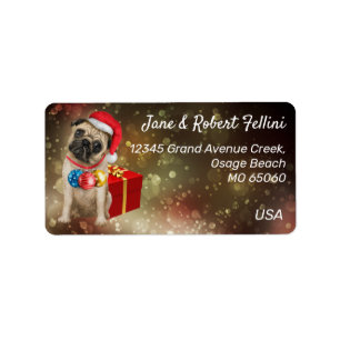 Cute Pug French bulldog red box festive custom Label