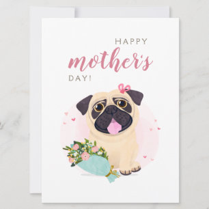 Cute Pug Happy Mother's Day card