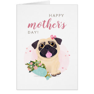 Cute Pug Happy Mother's Day card