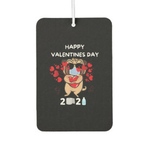 Cute Pug Heart Face Mask Happy Valentine's Day Car Air Freshener