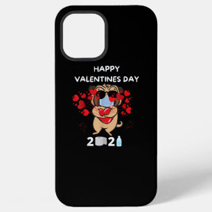 Cute Pug Heart Face Mask Happy Valentine's Day iPhone 12 Pro Max Case