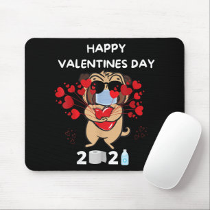 Cute Pug Heart Face Mask Happy Valentine's Day Mouse Mat