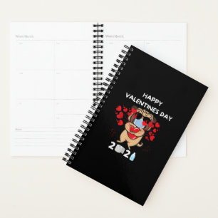 Cute Pug Heart Face Mask Happy Valentine's Day Planner