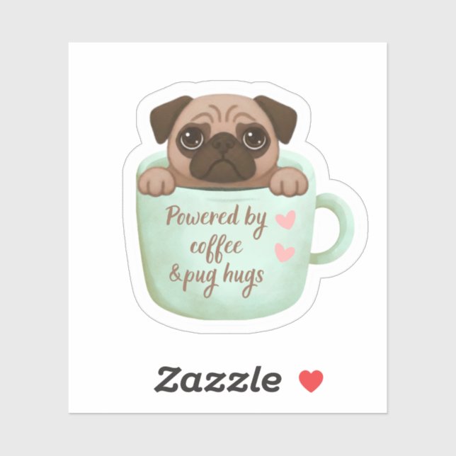 cute pug in a coffee mug sticker  (Sheet)