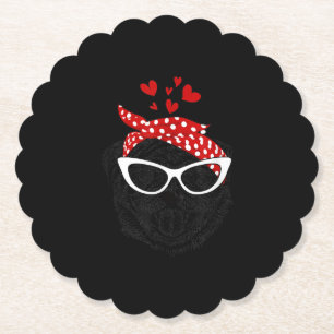 Cute Pug In A Headband With Glasses Gifts Paper Coaster