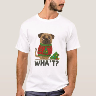 Cute Pug in Christmas Sweater with Funny 