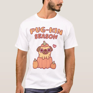 Cute Pug In Pumpkin Pugkin Season Funny T-Shirt