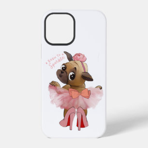 Cute Pug in Tutu Born to Sparkle Dog Puppy iPhone 12 Pro Case