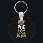 Cute Pug is My Spirit Animal Key Ring<br><div class="desc">• This cool, funny pug t-shirt is perfect for people who love dogs, puppies, and hilarious viral dog memes. This awesome pug spirit animal slogan t-shirt is perfect for children, boys, girls who love pugs or kids who want a puppy. • Wear this while petting puppy, dog and pugs. If...</div>