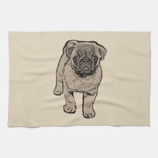 Cute Pug Kitchen Towel -Beige