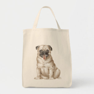 Cute Pug Life Puppy Dog Watercolor Funny Pugs Tote Bag