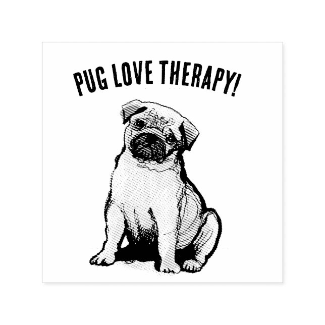 Cute pug love therapy self-inking stamp (Design)