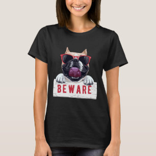 Cute Pug lover Cool Pug Funny Pug Be ware Happy sm T-Shirt