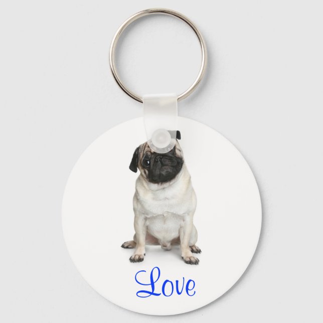 Cute Pug Mom Puppy Dog Lover Fur Mama Key Ring (Front)