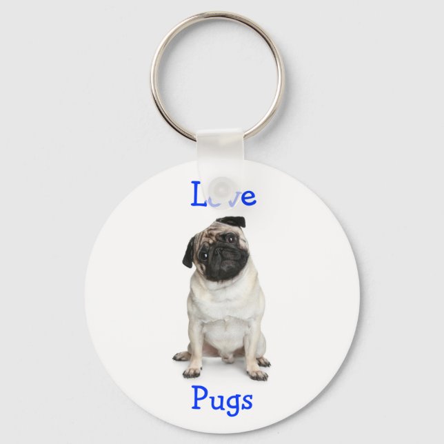 Cute Pug Mom Puppy Dog Lover Fur Mama Key Ring (Front)