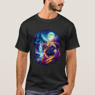 Cute Pug Moon Funny Youth Life Dad Mom Moon Meme T-Shirt