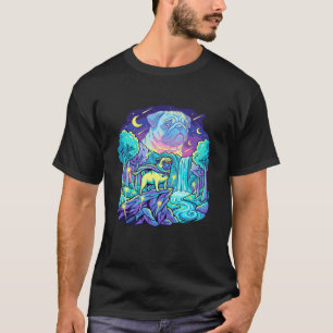 Cute Pug Moon Funny Youth Life Dad Mum Moon Meme T-Shirt