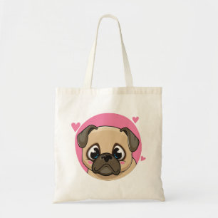 Cute Pug Mum Cartoon Puppy Dog Dad Tote Bag