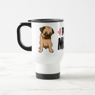 Cute Pug Mum Cartoon Puppy Dog Pugs Travel Mug