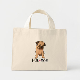 Cute Pug Mum Gift Funny Puppy Cartoon Dog Mini Tote Bag