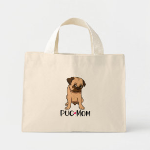 Cute Pug Mum Gift Funny Puppy Cartoon Dog  Mini Tote Bag