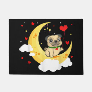 Cute Pug On The Moon Valentine's Day Beauty Doormat