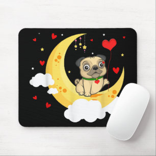 Cute Pug On The Moon Valentine's Day Beauty Mouse Mat