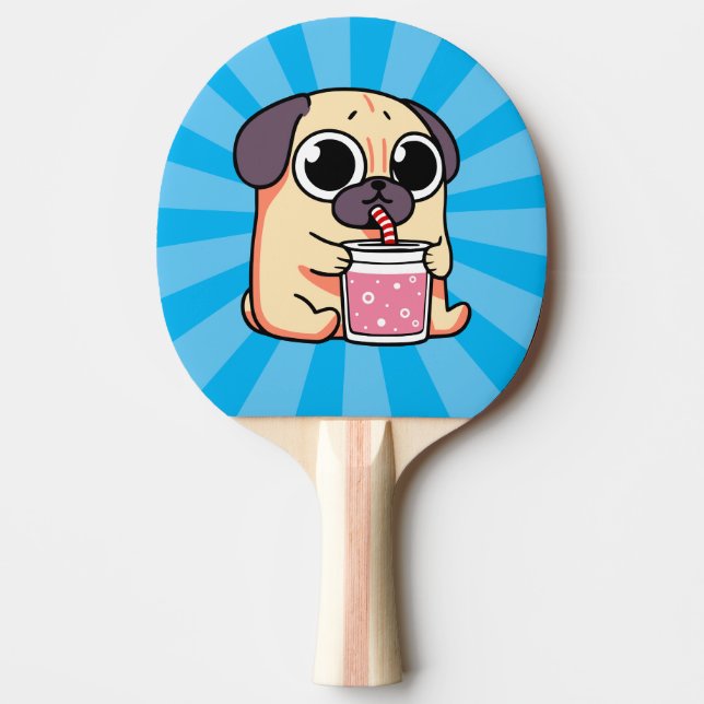 Cute Pug Ping Pong Paddle (Front)