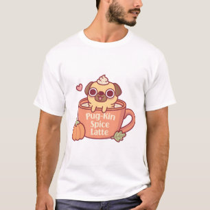 Cute Pug Pugkin Pumpkin Spice Latte Funny T-Shirt