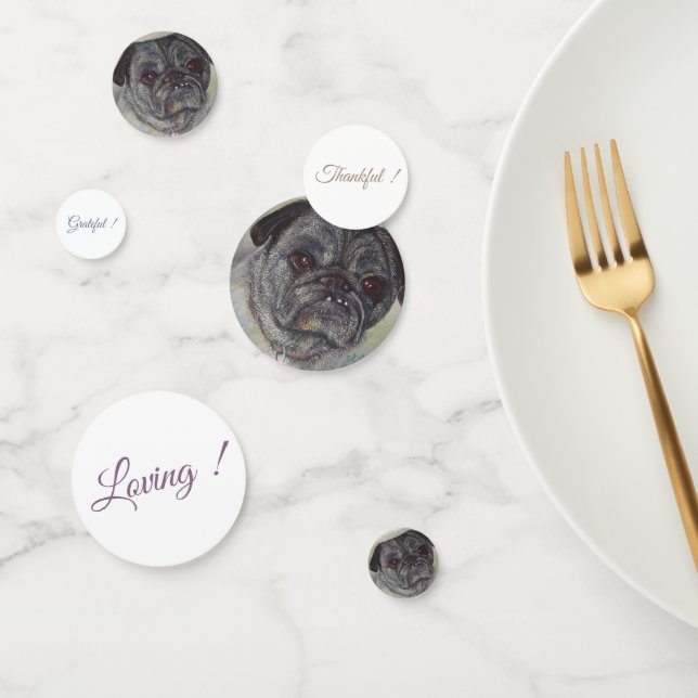 Cute Pug Puppy Birthday Confetti (Group)