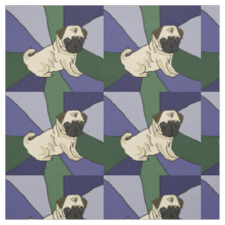 Cute Pug Puppy Dog Abstract Art Fabric