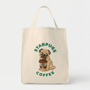 Cute Pug Puppy Dog Mum Coffee Lover Caffeine Tote Bag