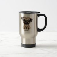 Cute Pug Puppy Dog Wearing Reading Glasses